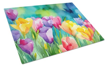 NEW Freesias in Watercolor Glass Cutting Board Decorative Tempered Glass Kitchen Cutting and Serving Board Large Size Chopping Board