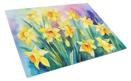 NEW Daffodils in Watercolor Glass Cutting Board Decorative Tempered Glass Kitchen Cutting and Serving Board Large Size Chopping Board