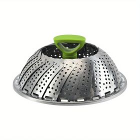 1pc; Foldable Steamer Rack; Stainless Steel Steamer Basket; Folding Steamer Insert For Veggie; Fish; Seafood; Bun; And More; Kitchen Gadgets; Kit (size: large)